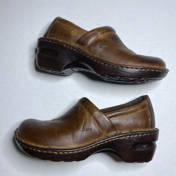 BOC Born Concept Womens Sz 6.5 M Brown Leather Slip On Clogs Mules Shoes Casual - Picture 7 of 12